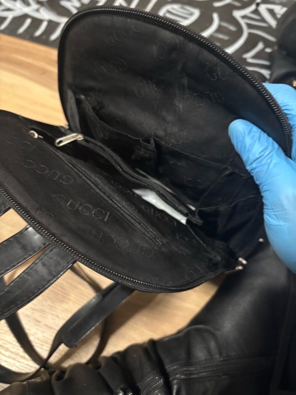 Gucci Black Patent Leather Mini Backpack with Front Zip Pocket - Picture 3 of 4